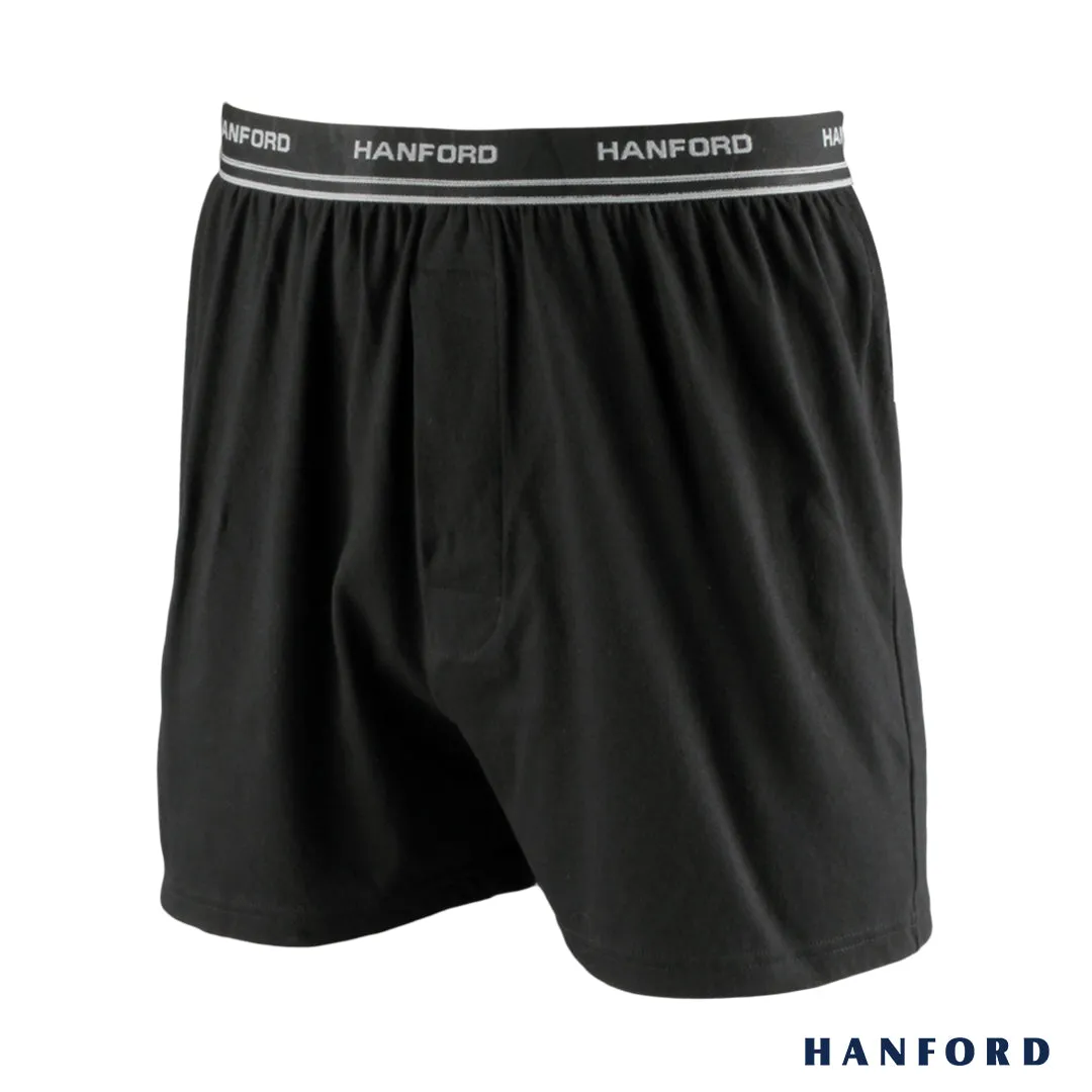 Hanford Men Premium Cotton Knit Lounge/Sleep/Boxer Shorts - Champ/Black (Single Pack)