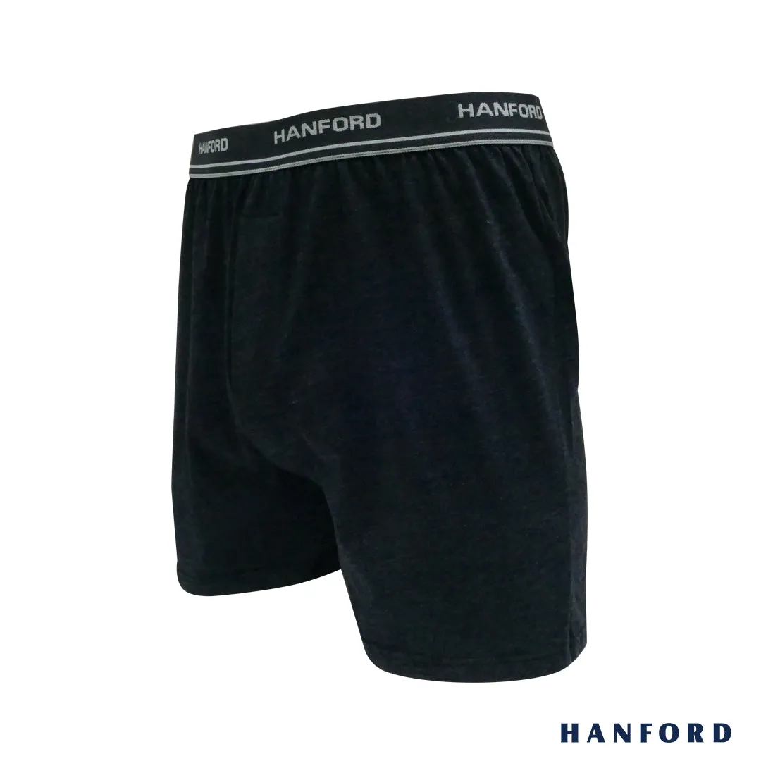 Hanford Men Premium Cotton Knit Lounge/Sleep/Boxer Shorts - Champ/Phantom Melange (Single Pack)