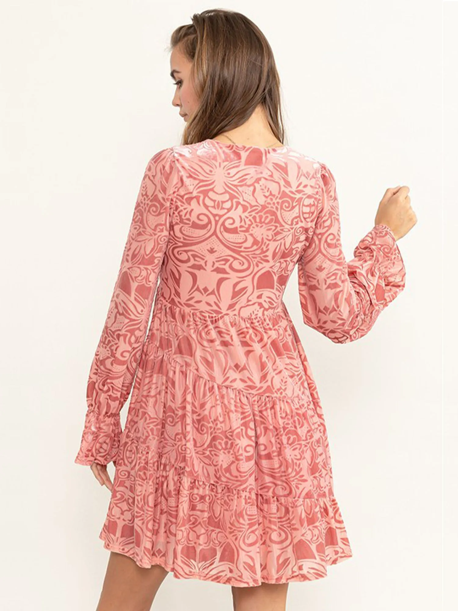 Hyfve Long Sleeve Burnout Velvet Mini Dress - Brands We Love