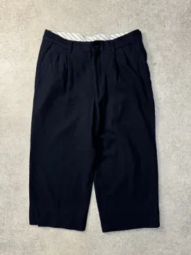 Issey Miyake Pleated Detail Cropped Wool Trousers