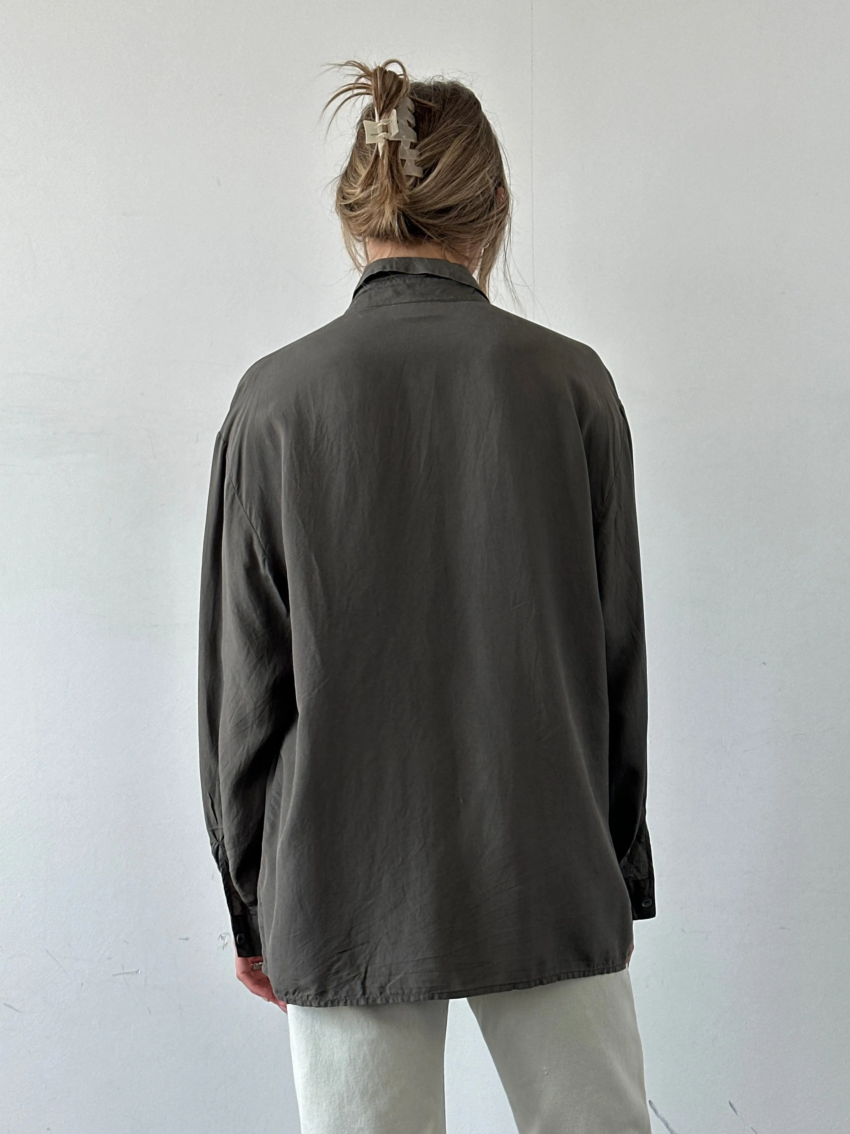 Italian Vintage Pure Silk Concealed Placket Shirt - XL