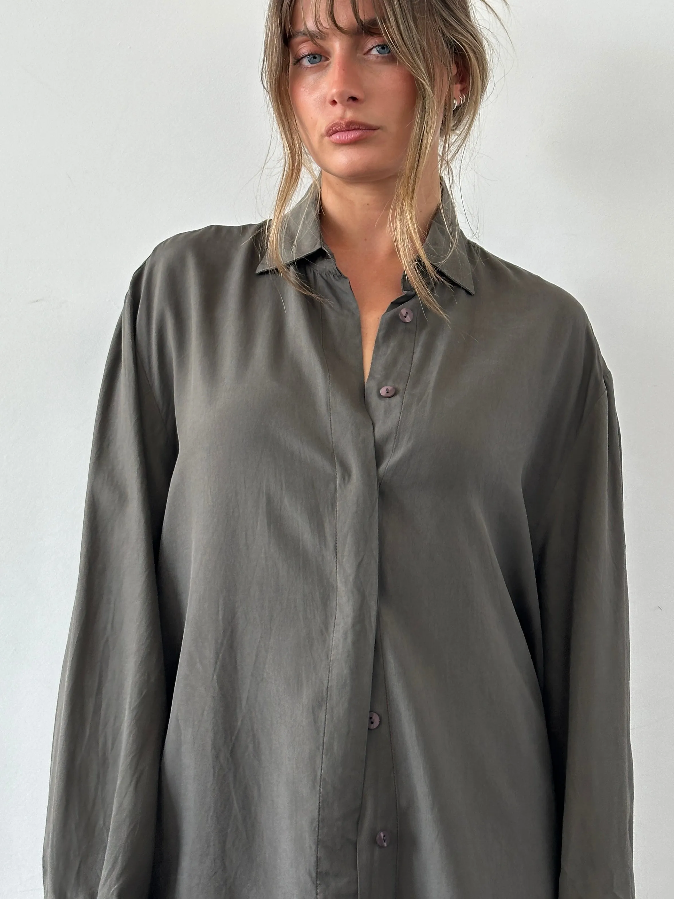 Italian Vintage Pure Silk Concealed Placket Shirt - XL