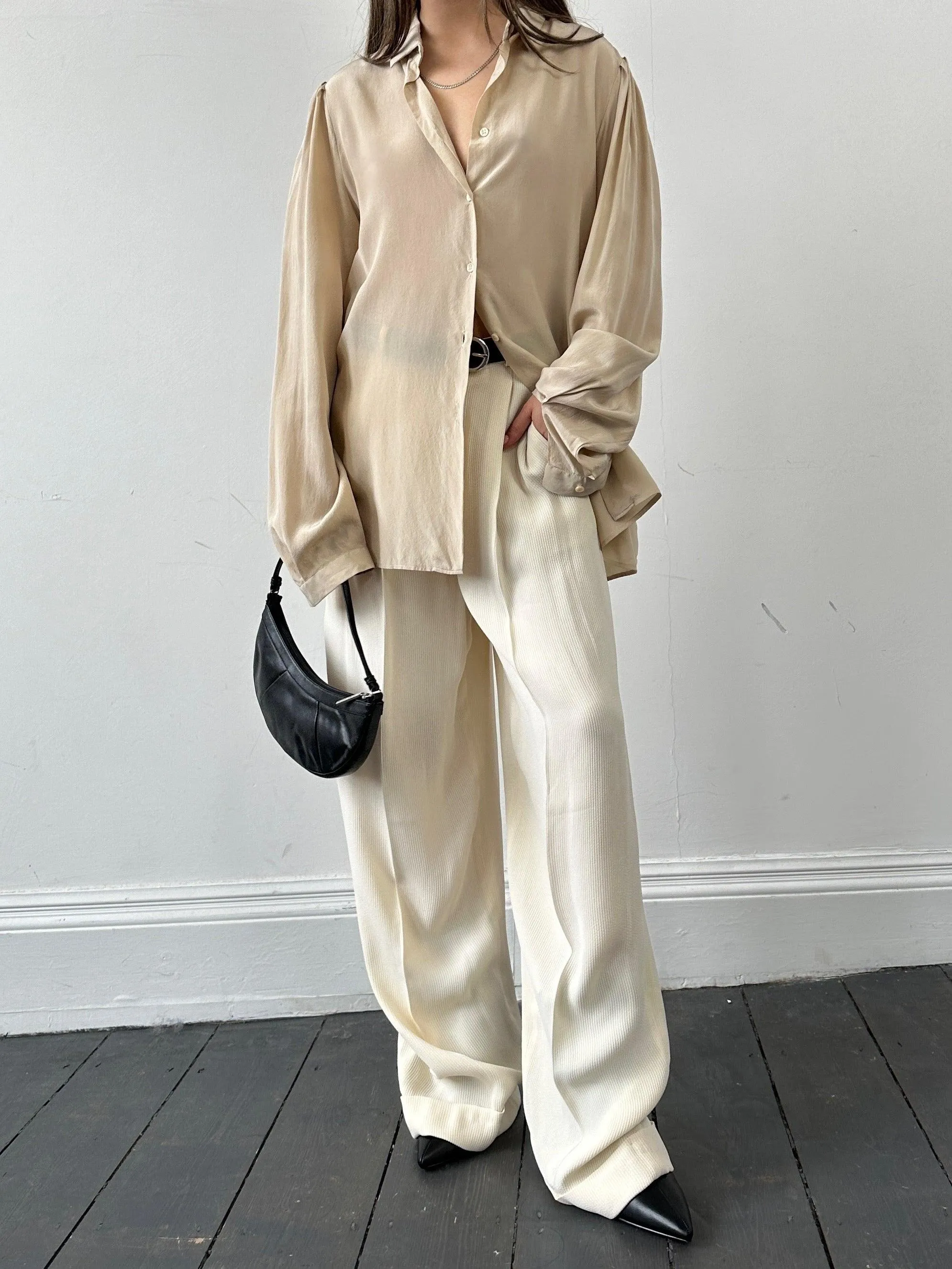 Italian Vintage Pure Silk Shirt - M