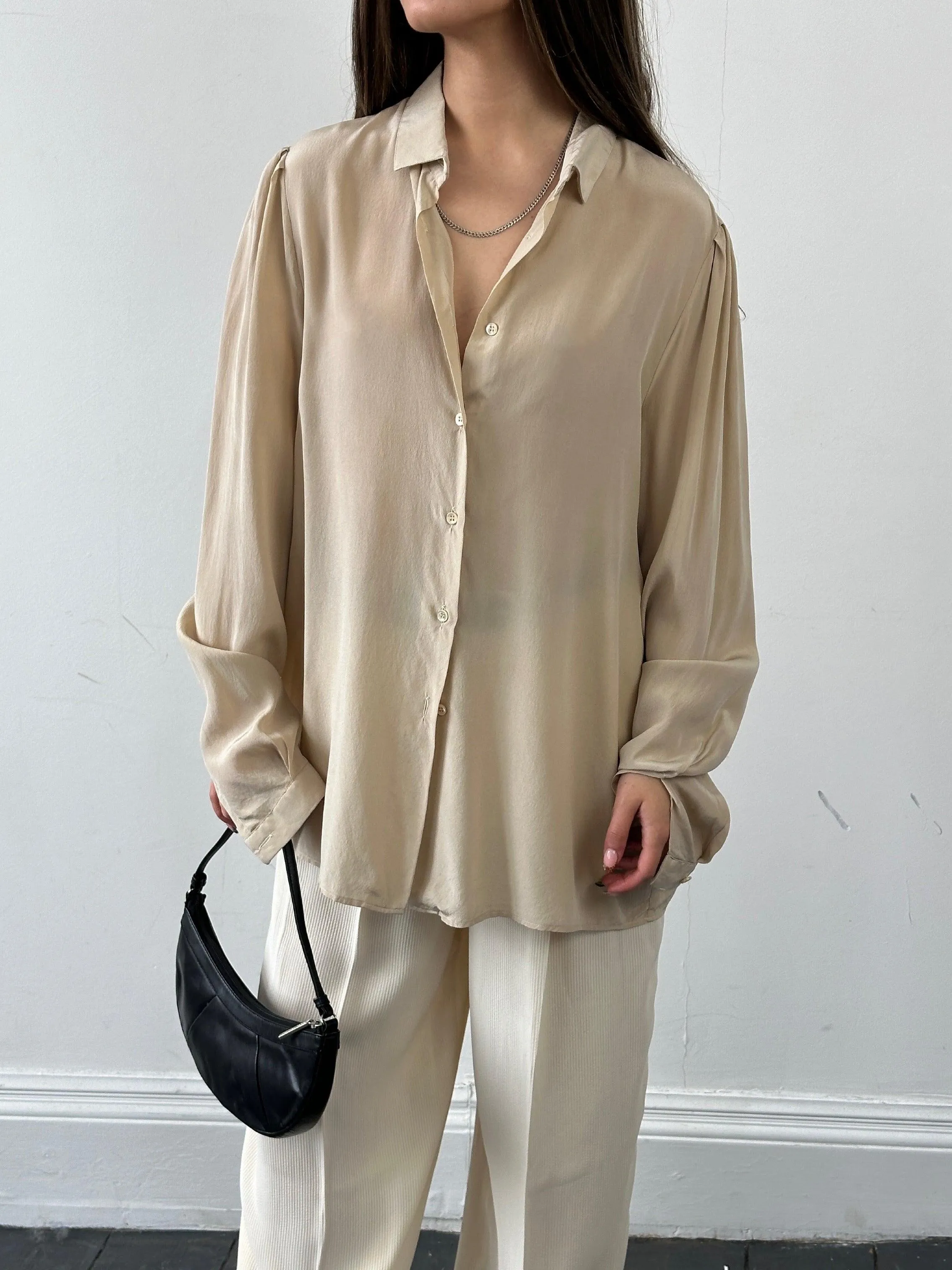 Italian Vintage Pure Silk Shirt - M