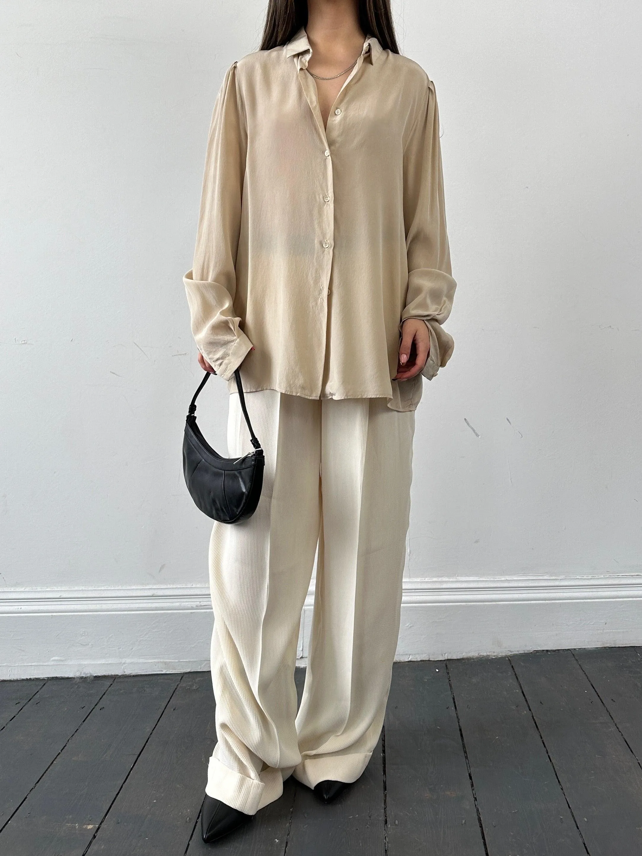 Italian Vintage Pure Silk Shirt - M