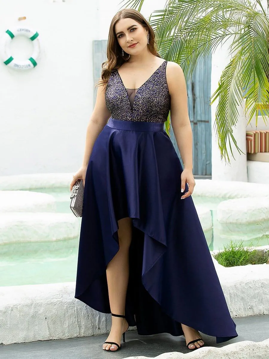 Janis | Sparkly Bodice High Low Prom Dresses for Women