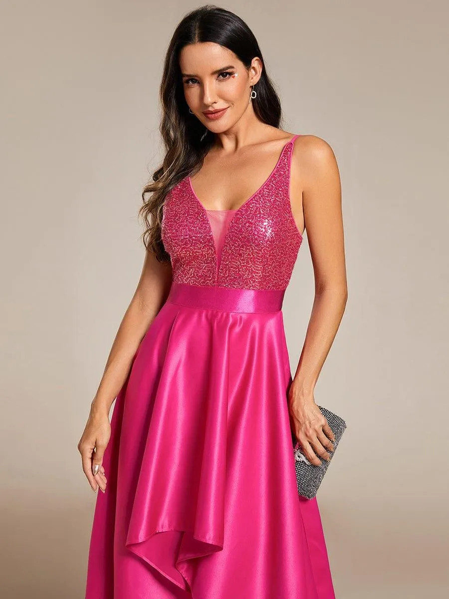 Janis | Sparkly Bodice High Low Prom Dresses for Women