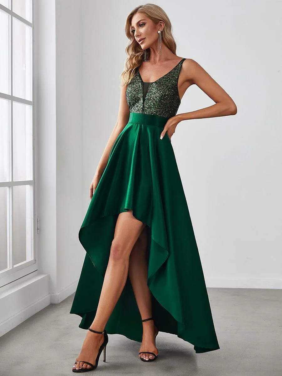 Janis | Sparkly Bodice High Low Prom Dresses for Women
