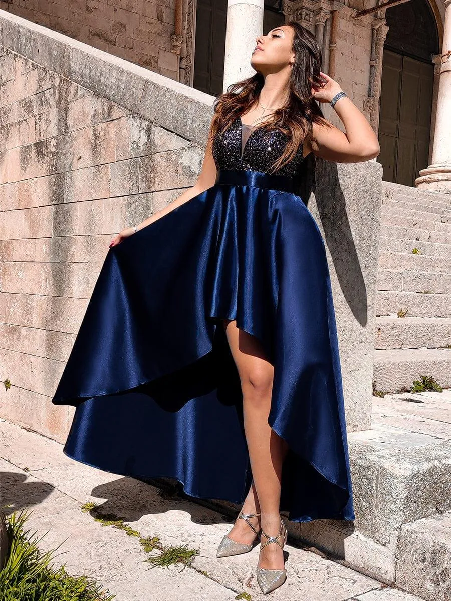 Janis | Sparkly Bodice High Low Prom Dresses for Women
