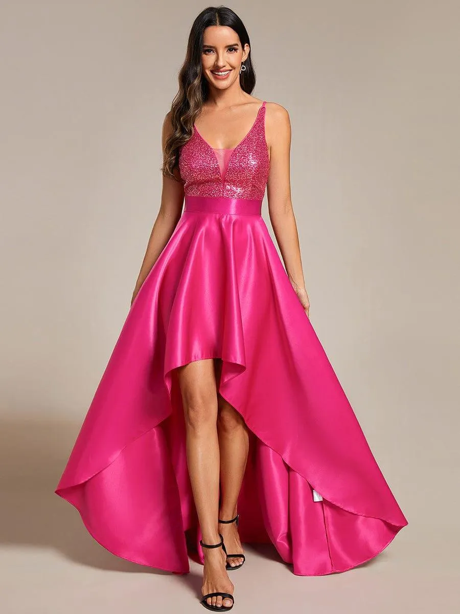 Janis | Sparkly Bodice High Low Prom Dresses for Women