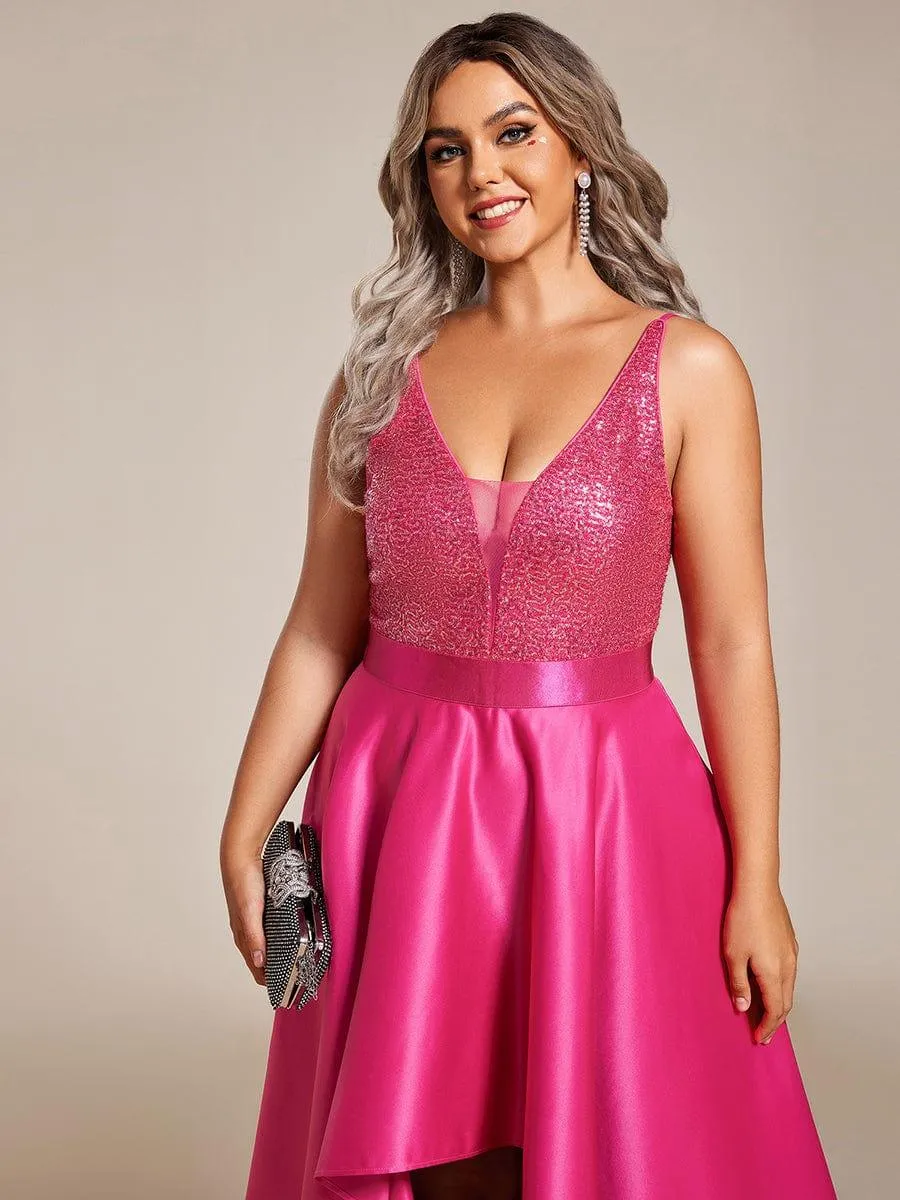 Janis | Sparkly Bodice High Low Prom Dresses for Women