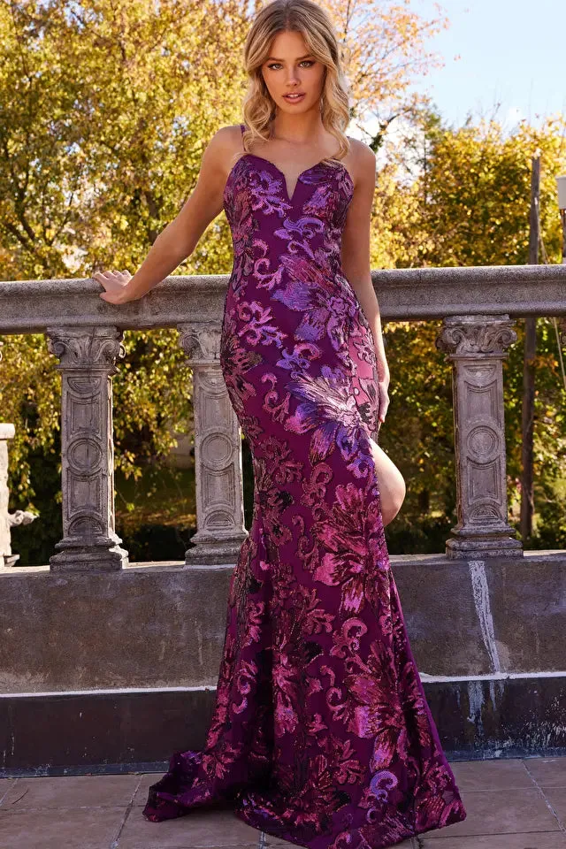 Jovani 08459 Sequin Embellished Spaghetti Strap Dress - Special Occasion/Curves