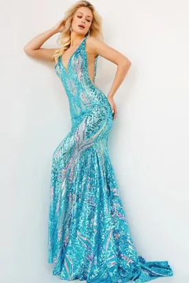 Jovani 22770 Sequin Fitted Plunging Neck Sheath Dress - Special Occasion/Curves