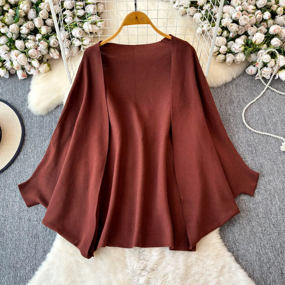 Knitted Shawl&Slip Dress 2Pcs