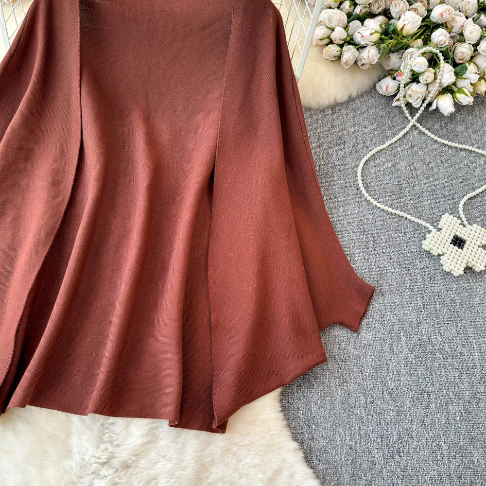 Knitted Shawl&Slip Dress 2Pcs