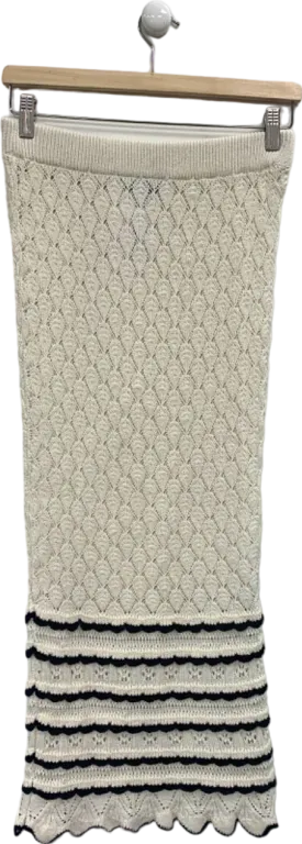 Lipsy White Knitted Midi Skirt UK 8