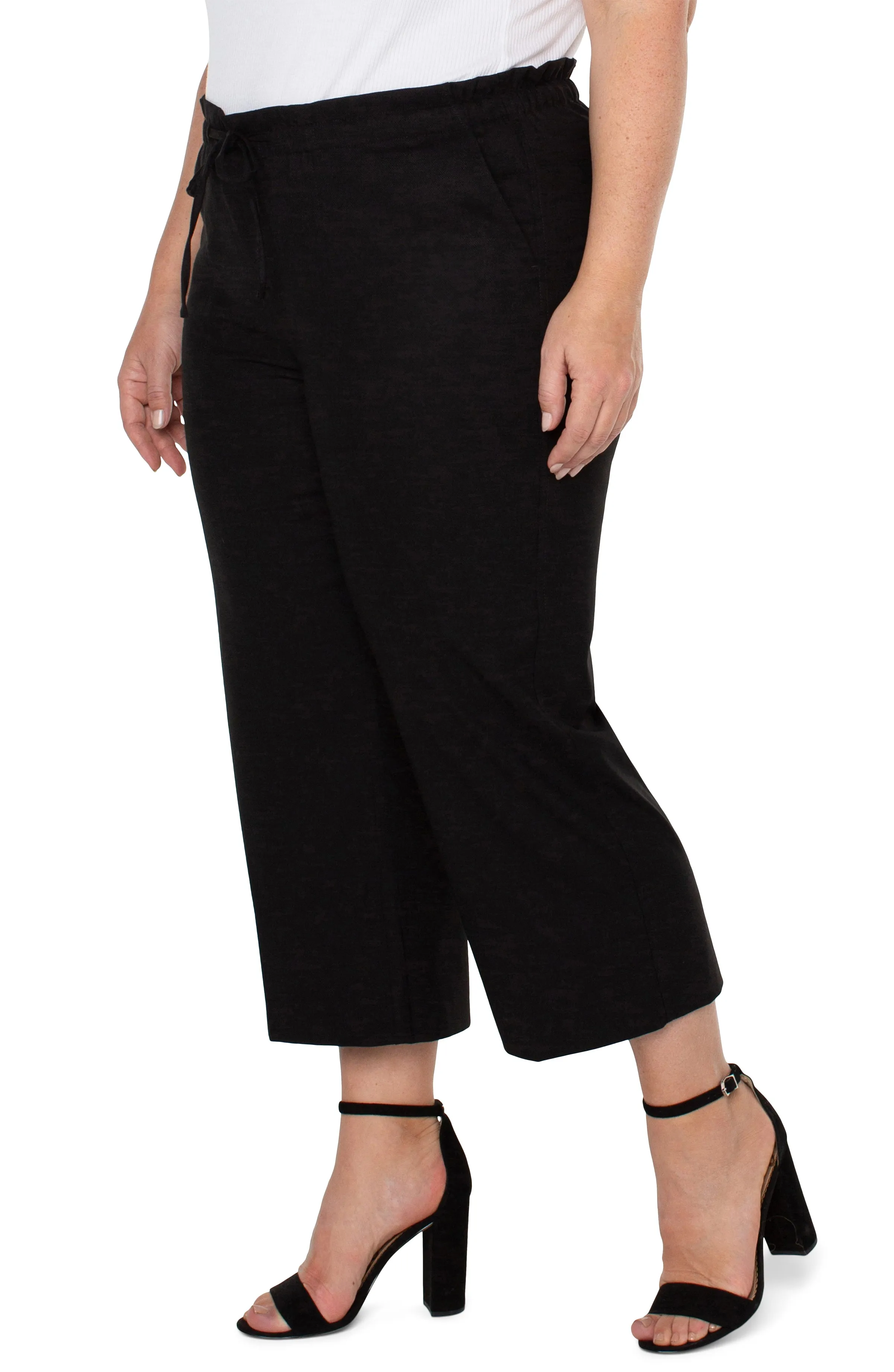 Liverpool Pull on Tie Waist Wide Leg (Black)