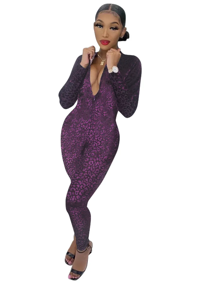 Long Sleeve Deep V Neck Gold Velvet Cheap Wholesale Jumpsuits