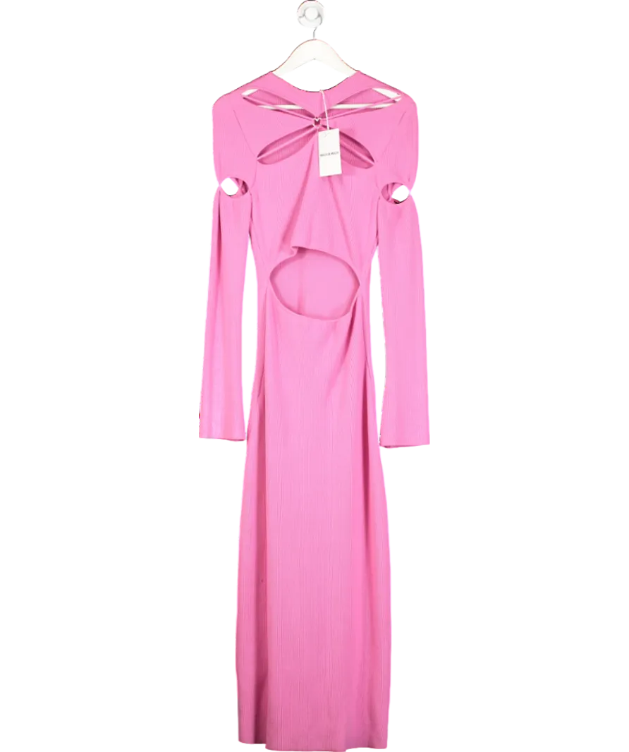 Mach & Mach Pink Camille heart-embellished knitted midi dress UK XL