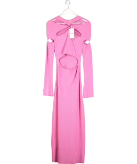 Mach & Mach Pink Camille heart-embellished knitted midi dress UK XL