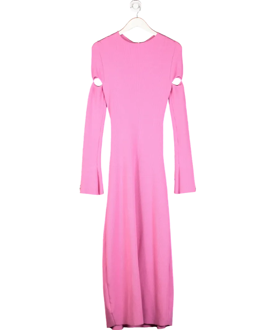 Mach & Mach Pink Camille heart-embellished knitted midi dress UK XL