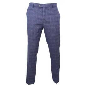 Matteo - Men's Blue Check Trousers