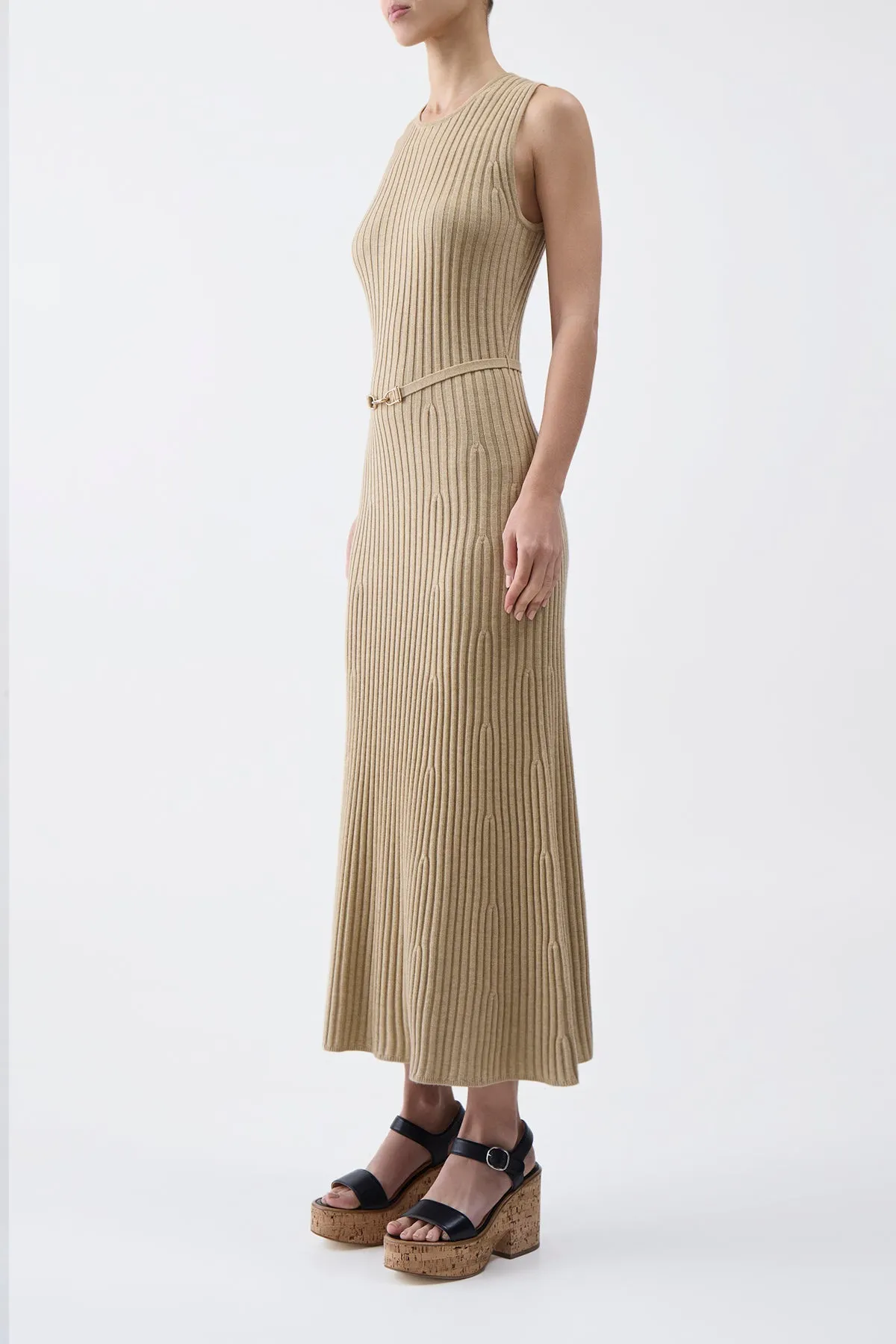 Meier Knit Dress in Hay Merino Wool Cashmere