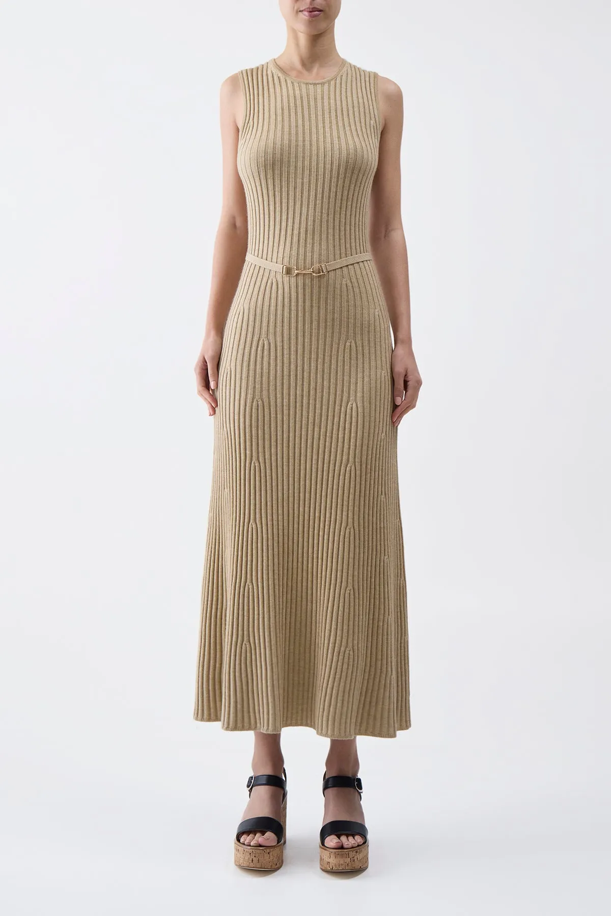 Meier Knit Dress in Hay Merino Wool Cashmere
