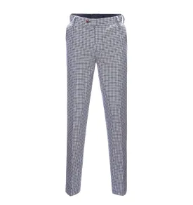 Men's Casual Suit Pants White Houndstooth Pleat-Front Trousers