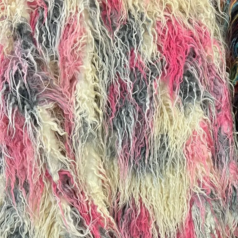Multicolor Long Pile Mongolian Faux Fur Fabric
