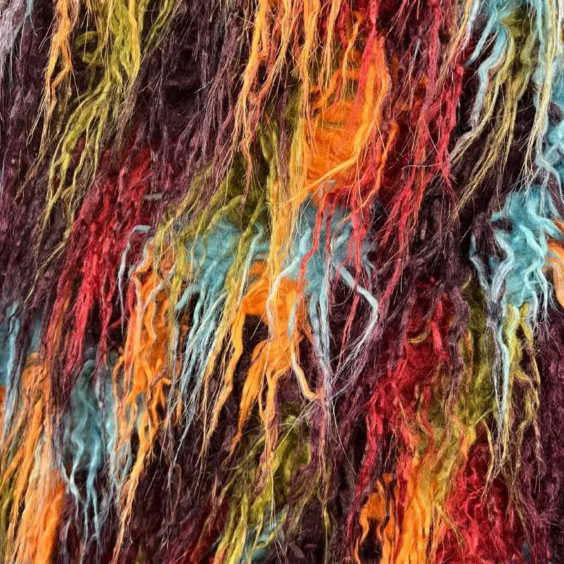 Multicolor Long Pile Mongolian Faux Fur Fabric