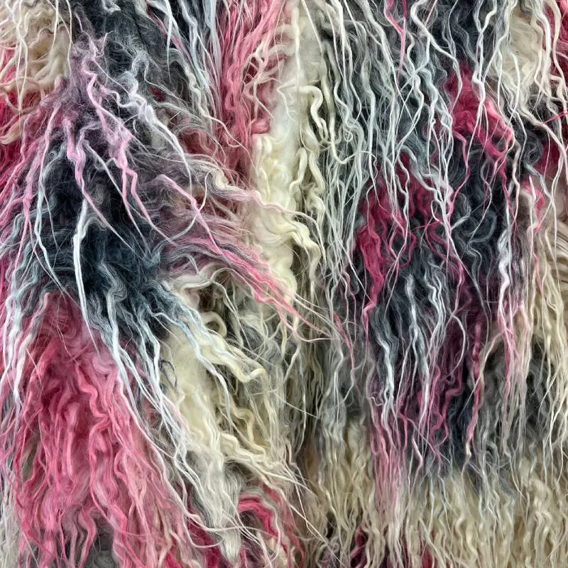 Multicolor Long Pile Mongolian Faux Fur Fabric