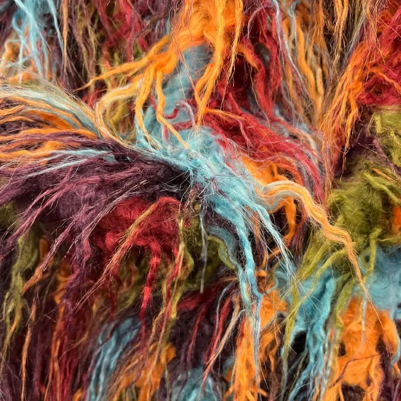 Multicolor Long Pile Mongolian Faux Fur Fabric