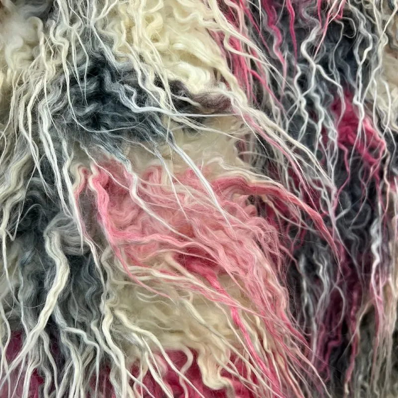 Multicolor Long Pile Mongolian Faux Fur Fabric
