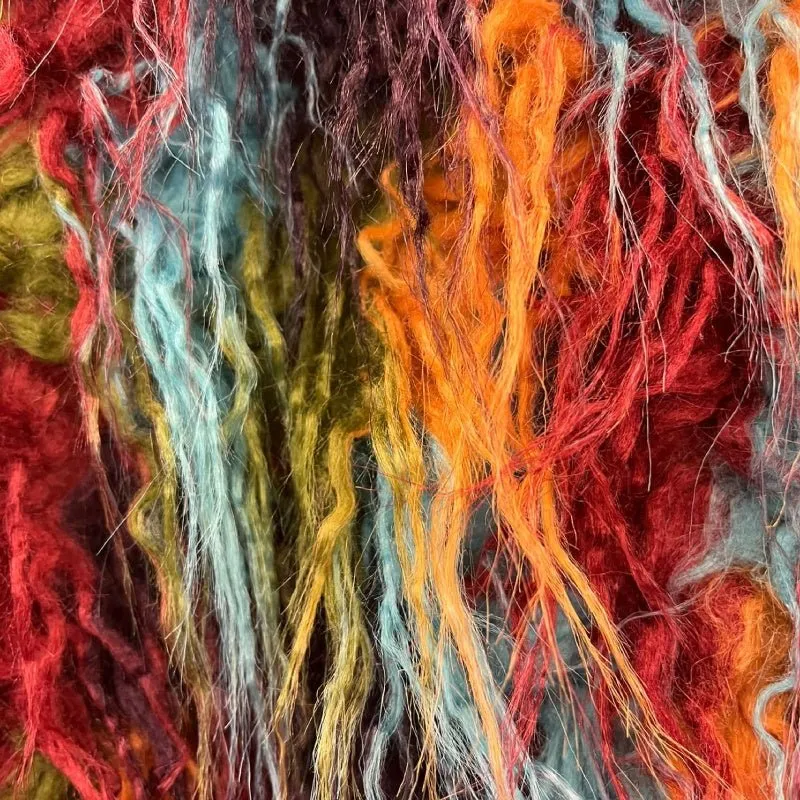 Multicolor Long Pile Mongolian Faux Fur Fabric