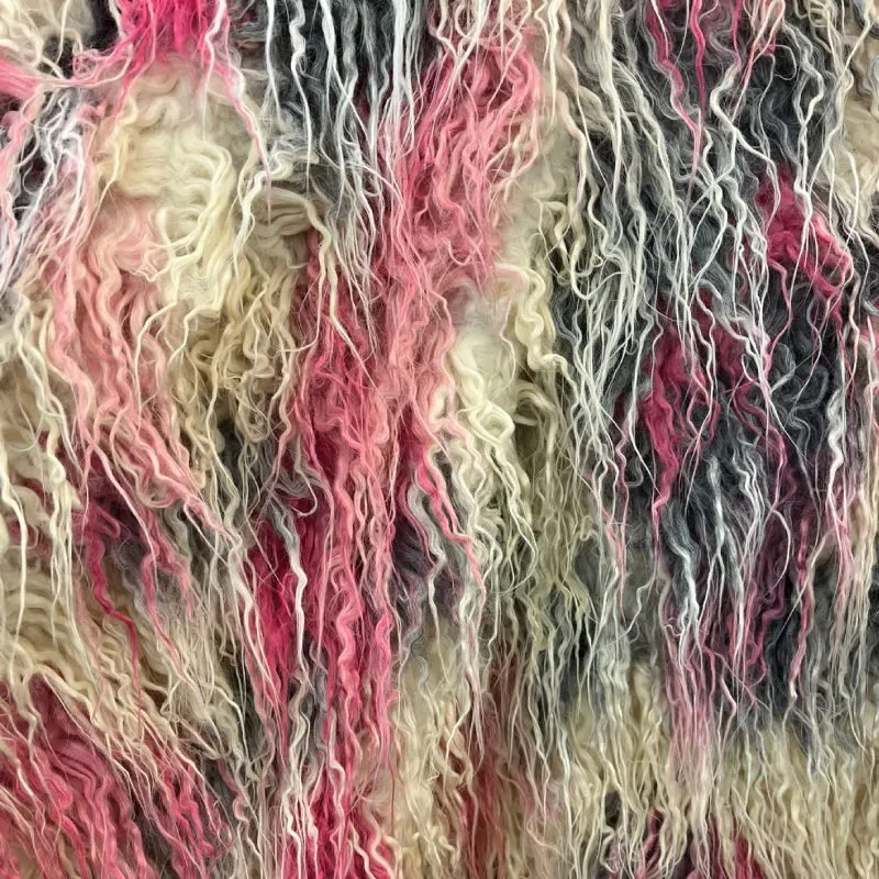 Multicolor Long Pile Mongolian Faux Fur Fabric