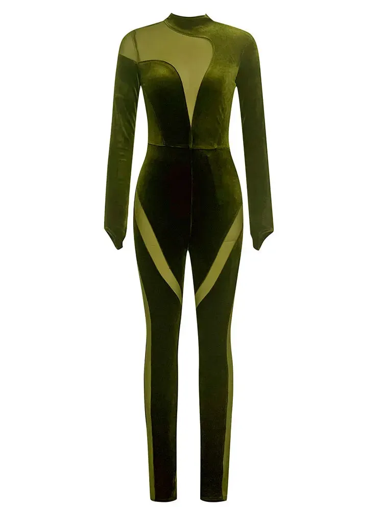 Mya Sheer Velvet Jumpsuit