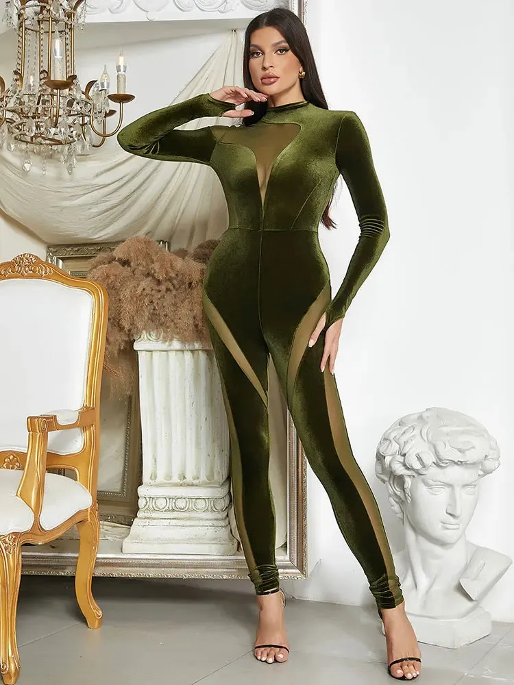 Mya Sheer Velvet Jumpsuit