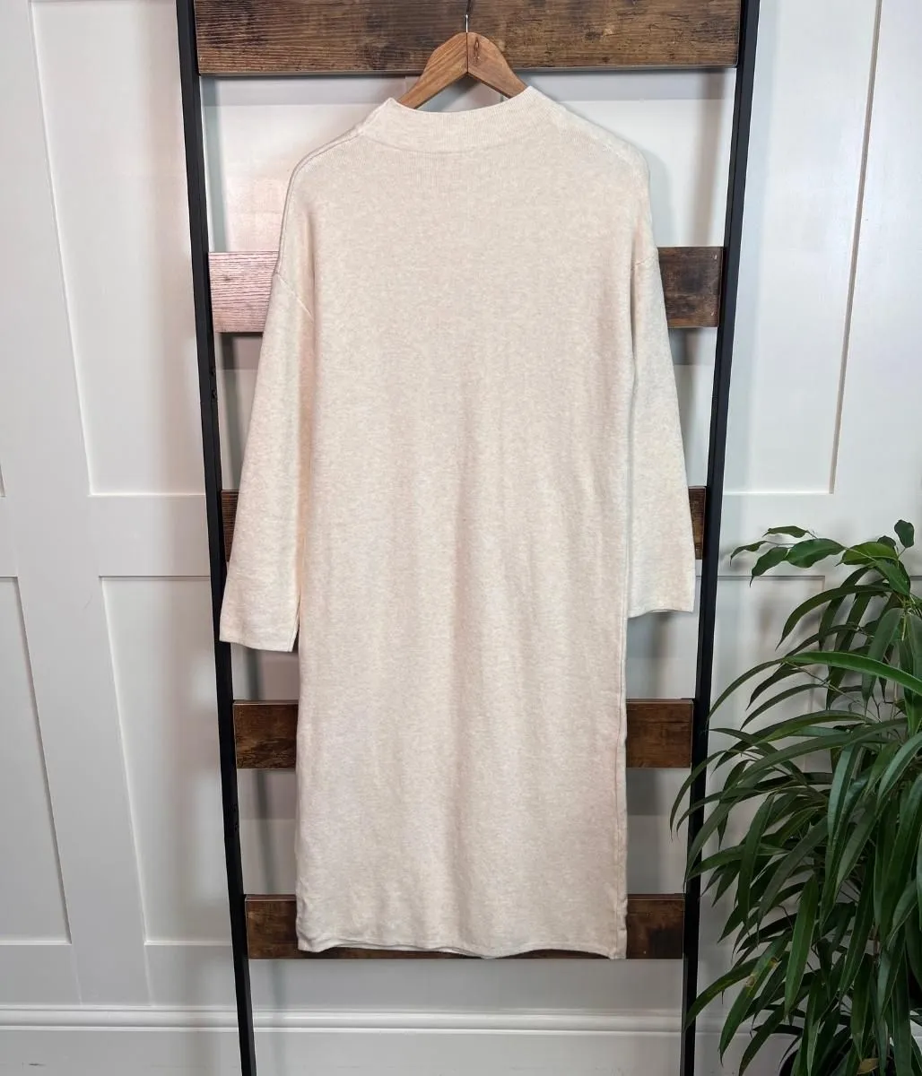 Natural Knitted Midi Pocket Dress