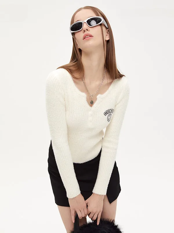 Nvuvu Slim Ribbing Casual Knit Sweaters