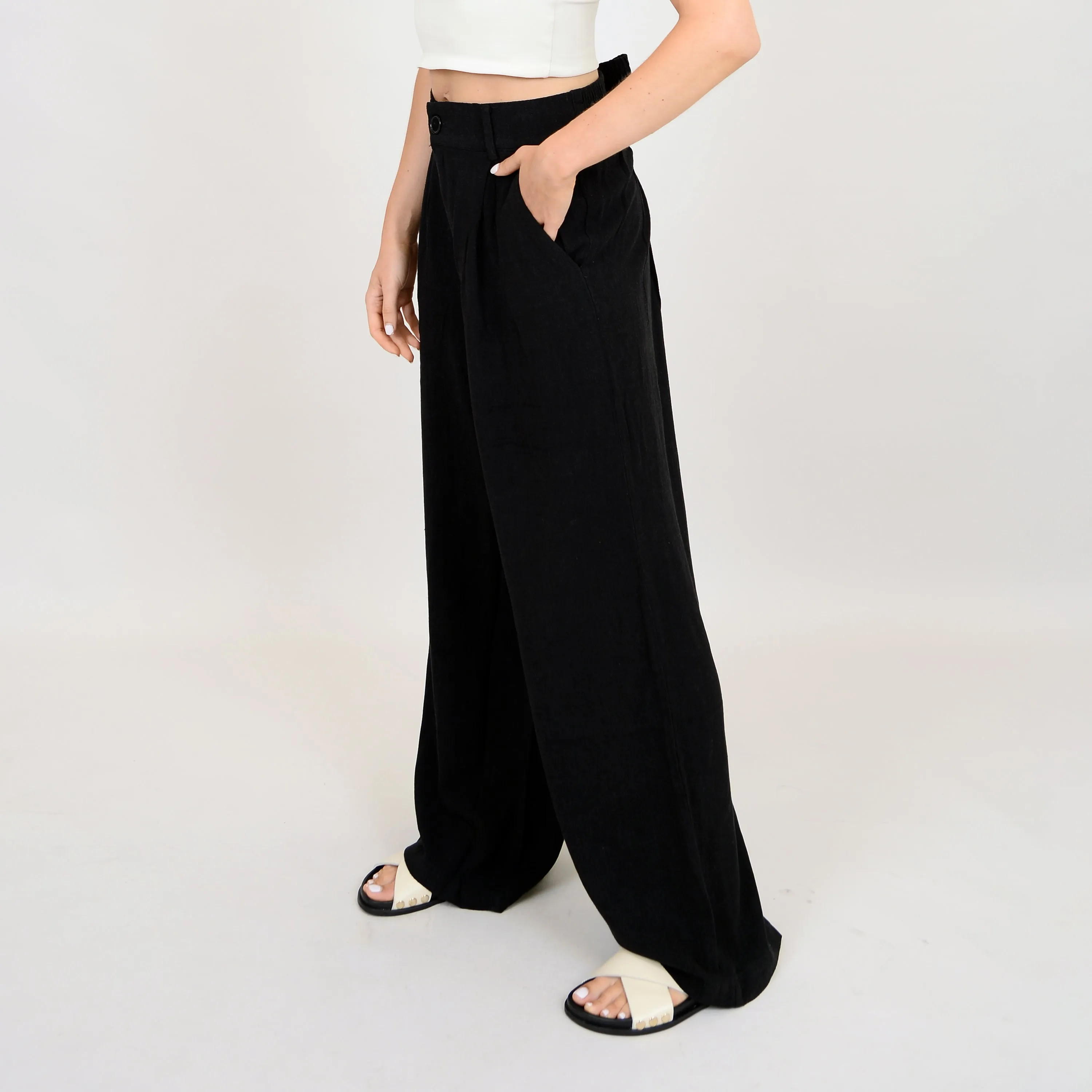 NYX Linen Blend Pants | Black