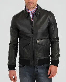 Osian Black Bomber Leather Jacket