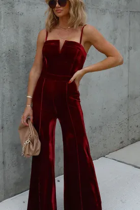 Party Perfection Velvet Wide Leg Jumpsuit