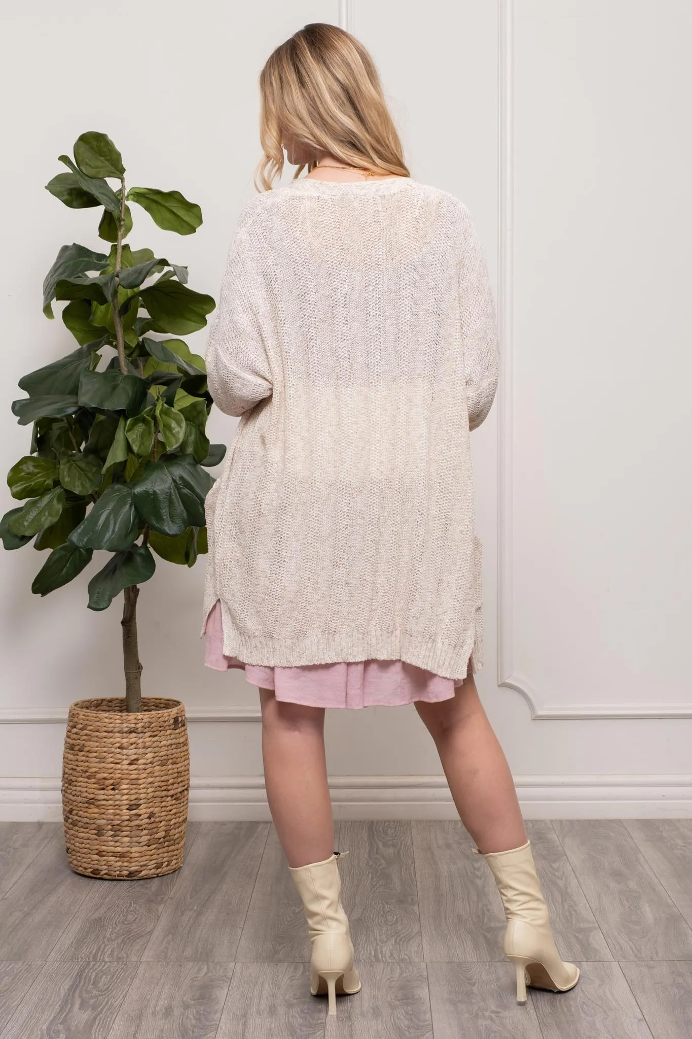 PLUS COZY POCKET KNIT CARDIGAN