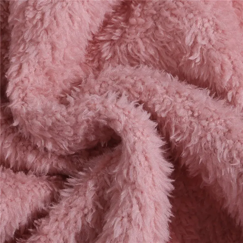 Plush Warm Jacket For Women Faux Fur Oversized Coat Black