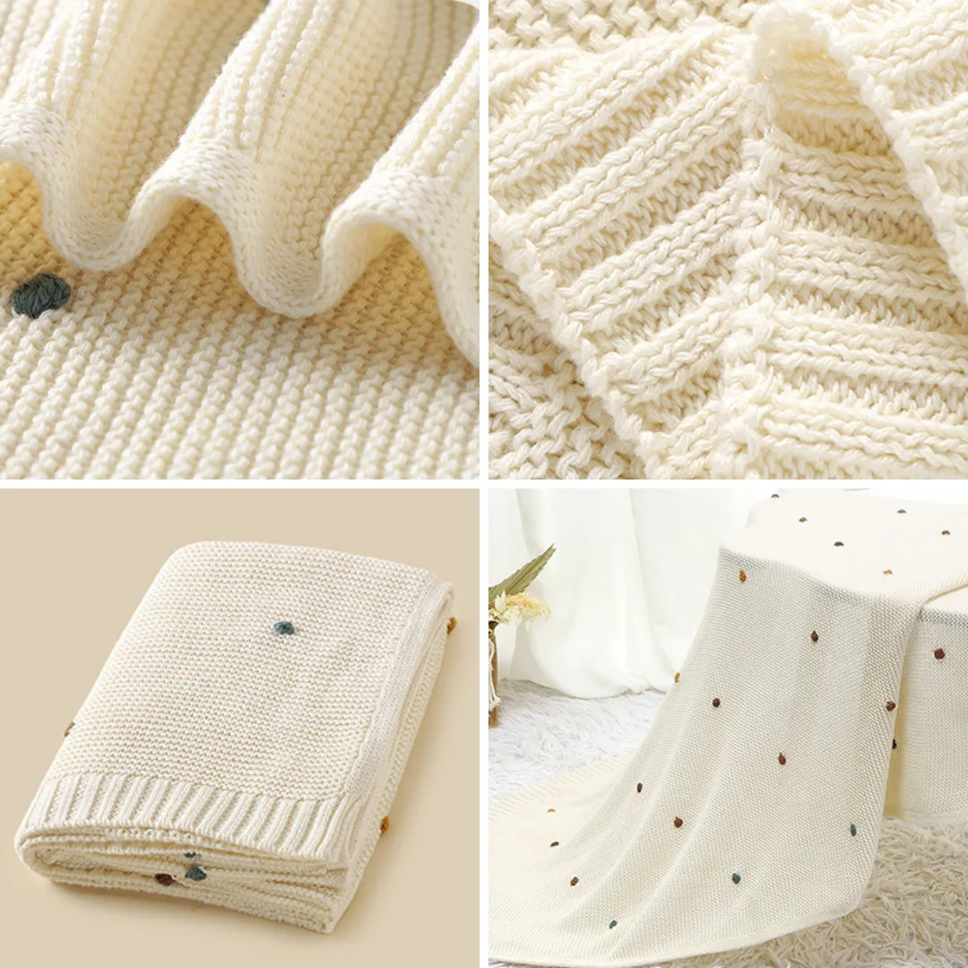 Pom Pom Knitted Baby Blanket