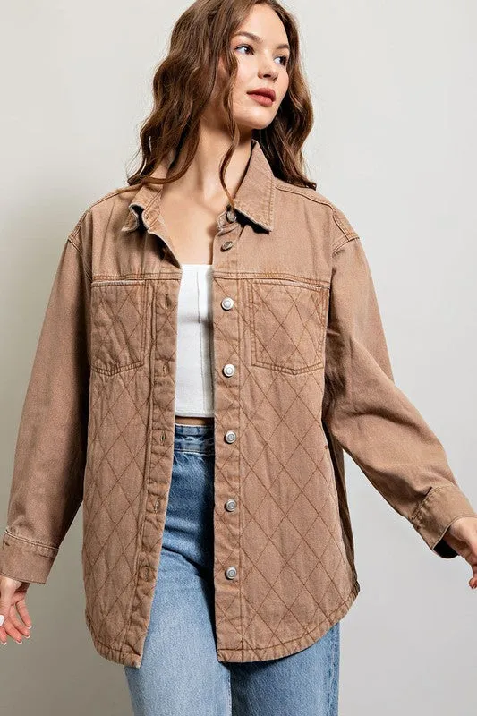 Quilted Button Down Casual Jacket