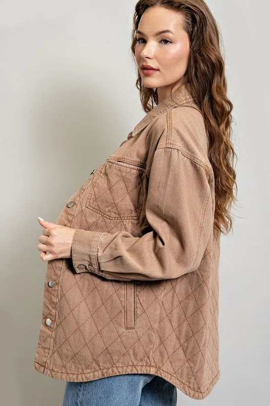 Quilted Button Down Casual Jacket