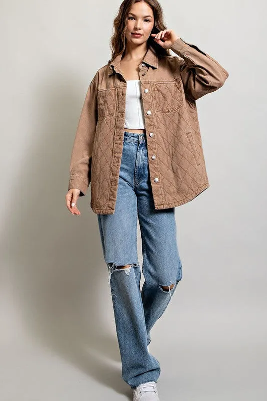 Quilted Button Down Casual Jacket