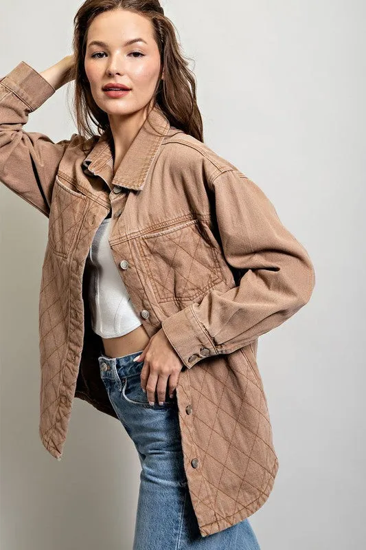 Quilted Button Down Casual Jacket